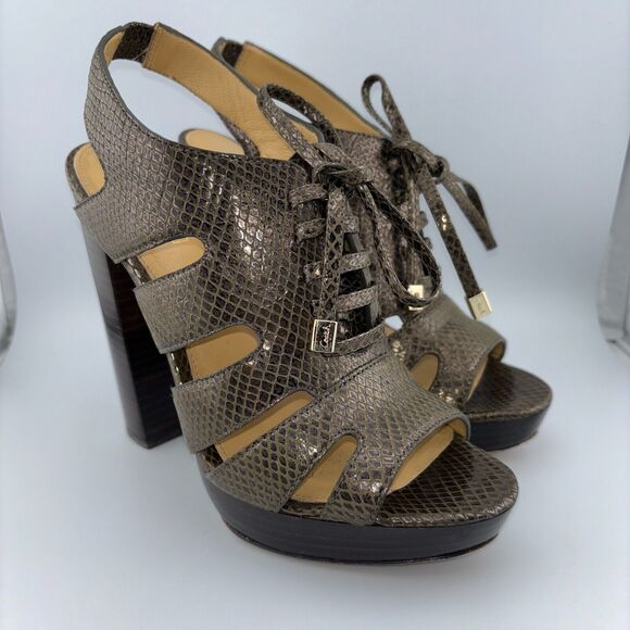 Coach Moreen Metallic EMB Bronze High Heels Women's Shoe Size US 7 M A3583 - Picture 1 of 16